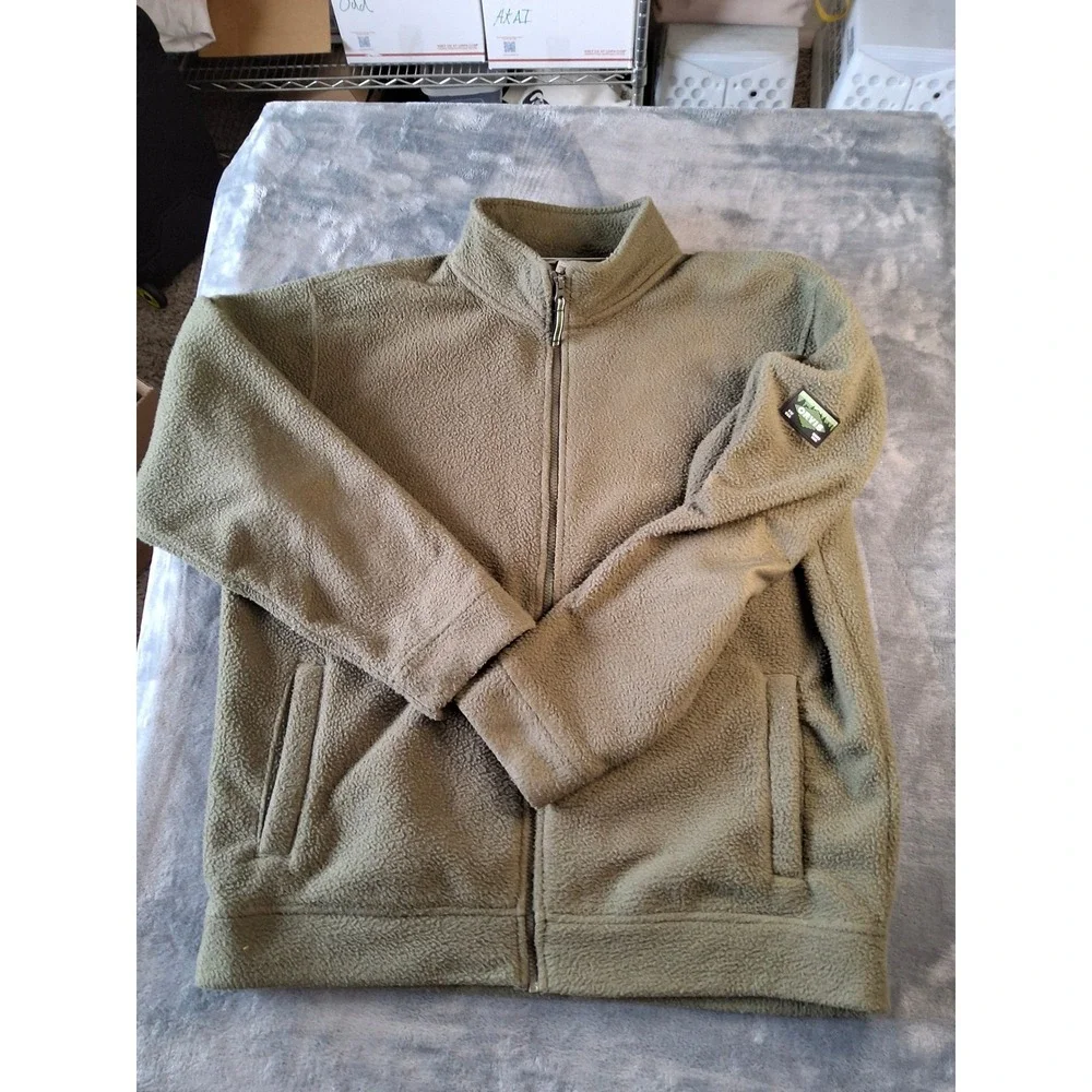 Orvis Mens Full Zip Fleece Jacket Olive Green Large Classic Collection Outdoor